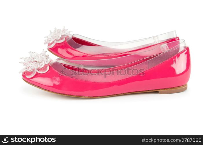 Elegant flat shoes isolated on white