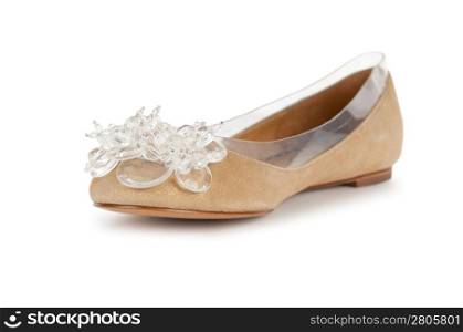 Elegant flat shoes isolated on white