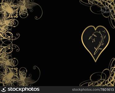 elegant golden arabesque design with love heart