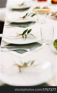 elegant holiday table setting. decorated table. selective focus. elegant holiday table setting. decorated table. selective focus.