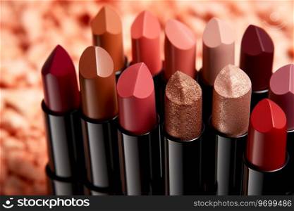Elegant Lipstick Collection with Gold Accents Ai generated