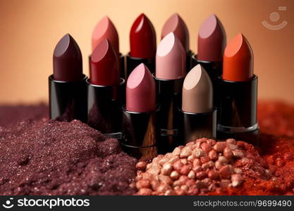 Elegant Lipstick Collection with Gold Accents Ai generated