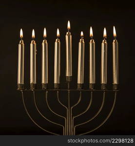 elegant menorah with golden candles