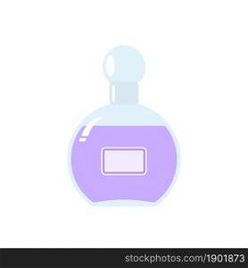 Elegant perfume bottle on white background. Cartoon flat style. Vector illustration