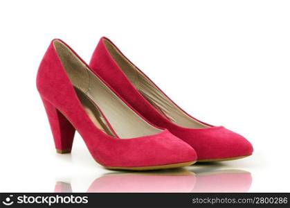 Elegant pink shoes on the white