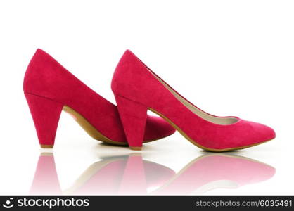 Elegant pink shoes on the white