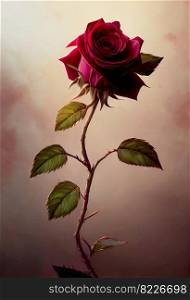 Elegant red rose 3d illustrated