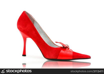 Elegant red shoes on the white