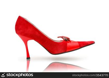 Elegant red shoes on the white