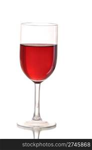 elegant red wine glass isolated on white background