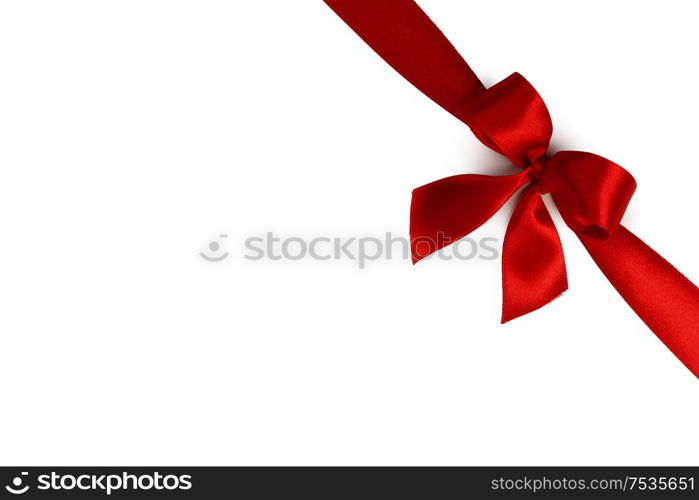 Elegant satin red ribbon bow isolated on white background. Red ribbon bow isolated on white