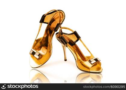 Elegant shiny shoes on the white