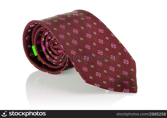 Elegant silk male tie ( necktie ) on white