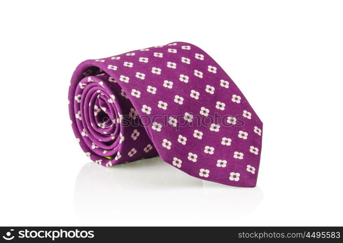 Elegant silk male tie ( necktie ) on white