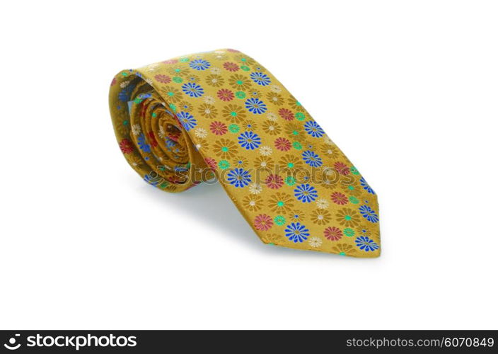 Elegant silk male tie ( necktie ) on white