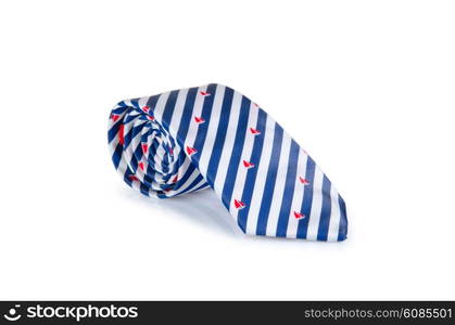 Elegant silk male tie ( necktie ) on white