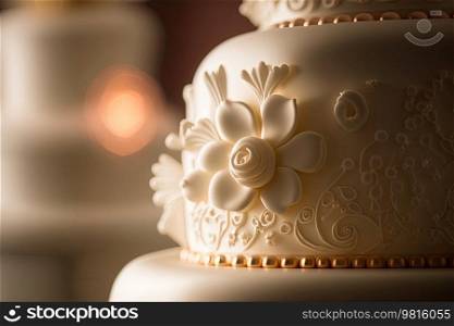 Elegant Wedding cake. Illustration AI Generative