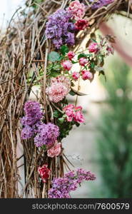 elegant wedding decorations made of natural flowers and green elements