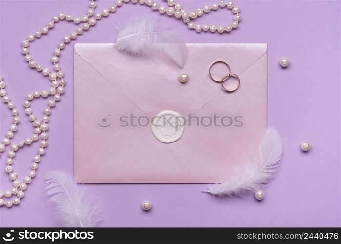 elegant wedding invitation with pearls engagement rings