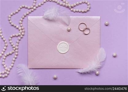 elegant wedding invitation with pearls engagement rings