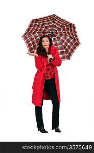elegant woman under her umbrella