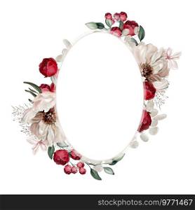  Elegant wreath with peonies, roses and eucalyptus leaves. Illustration.  Elegant wreath with peonies, roses and eucalyptus leaves. 
