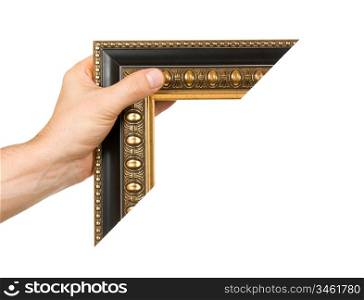 element of the frame in hand isolated on a white background