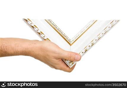 element of the frame in hand isolated on a white background