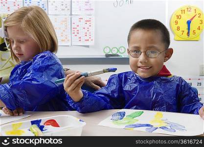 Elementary Students Painting