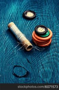 elements of needlework. Tools and accessories for sewing and needlework