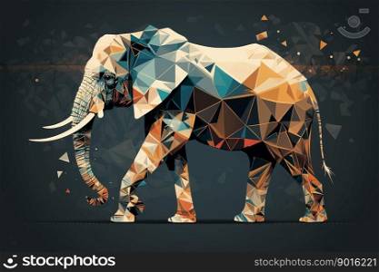 elephant made of colorful geometric shapes on background created by generative AI 