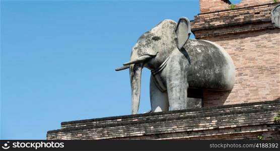 Elephant statue at Wat Chedi Luang, Chiang Mai, Thailand
