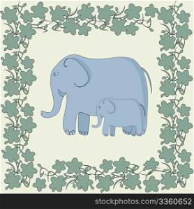 Elephnat family illustration, isolated vector object