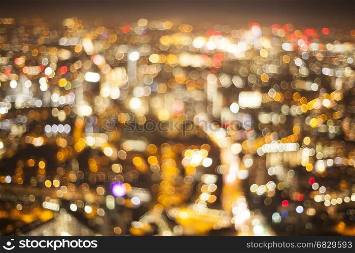 Elevated city lights out of focus