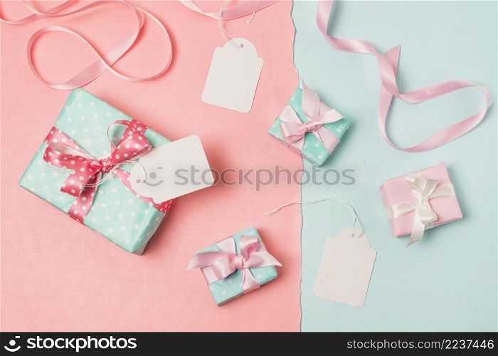 elevated view gifts blank tags ribbon