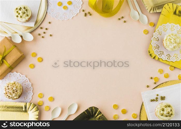 elevated view muffins gifts colored background