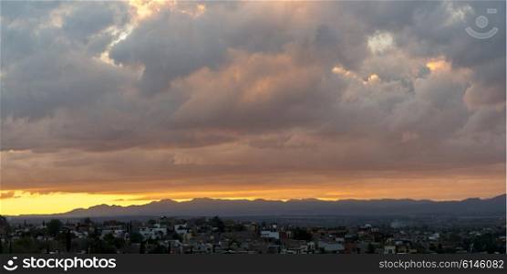 Elevated view of a city at dusk, Zona Centro, San Miguel de Allende, Guanajuato, Mexico