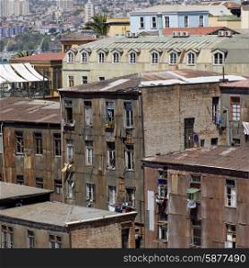 Elevated view of buildings, Valparaiso, Chile