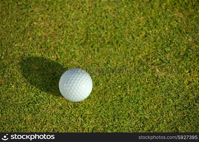 Elevated view of golf ball on grass