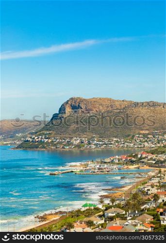 Elevated view of Kalk Bay Harbour in False Bay Cape Town South Africa