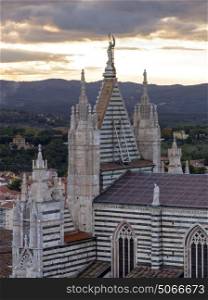 Elevated view of Siena Cathedral, Siena, Tuscany, Italy