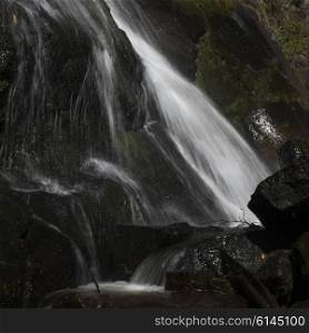 Elevated view of waterfall, Taktsang Monastery, Paro, Paro District, Paro Valley, Bhutan