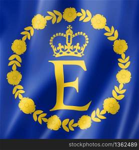 Elizabeth II personal Royal flag, United Kingdom. 3D illustration. Elizabeth II Royal flag, UK