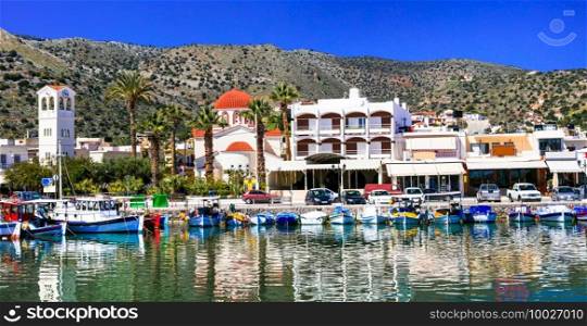 Elounda traditonal fishing villag in western part of Crete island. Greece holidays