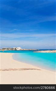 Els Pujols Formentera white sand beach turquoise water in Balearic islands