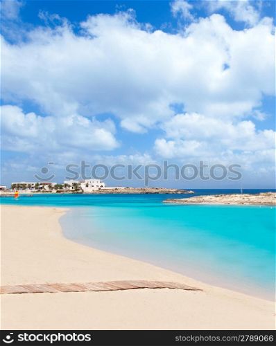 Els Pujols Formentera white sand beach turquoise water in Balearic islands