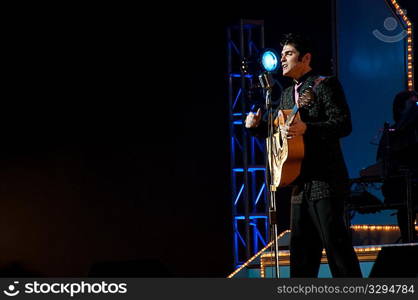 Elvis Presley impersonator performing in Branson, Missouri, U.S.A.