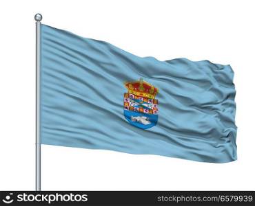 Elx City Flag On Flagpole, Country Spain, Isolated On White Background. Elx City Flag On Flagpole, Spain, Isolated On White Background
