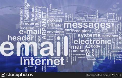 Email background concept. Background concept wordcloud illustration of email international