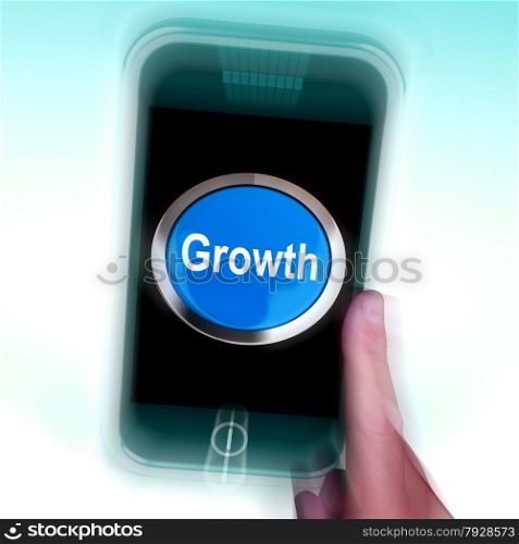 Email Button On Mobile Shows Emailing Or Contacting. Growth On Mobile Phone Meaning Get Better Bigger And Developed